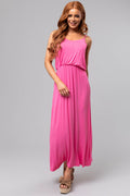 Pink Blouson Knit Maxi Cami Dress
