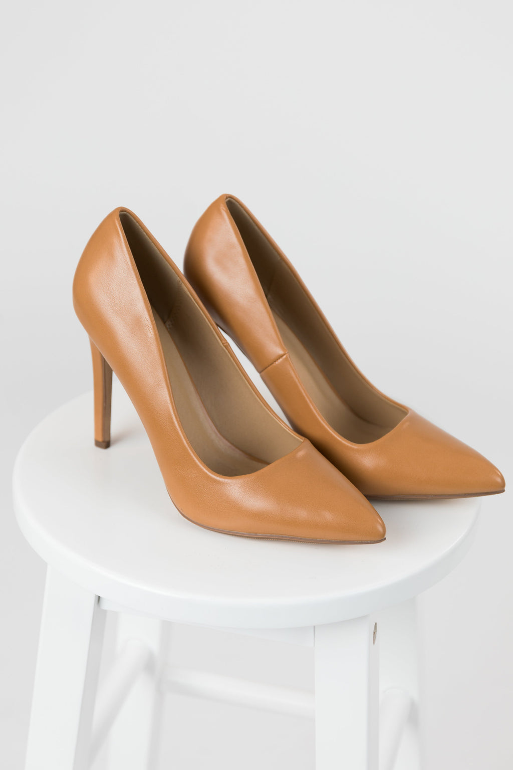 Brown Pleather Pointed Toe High Heel Pumps