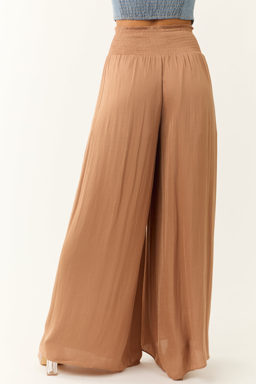 Brown Wide LegSmocked High Rise Pants