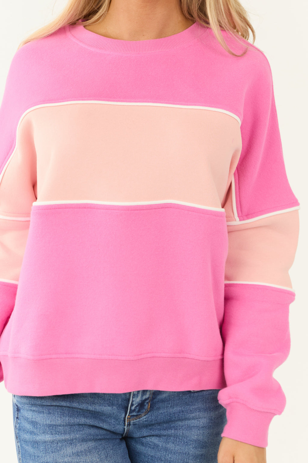Pink and Tea Rose Colorblock Sweatshirt