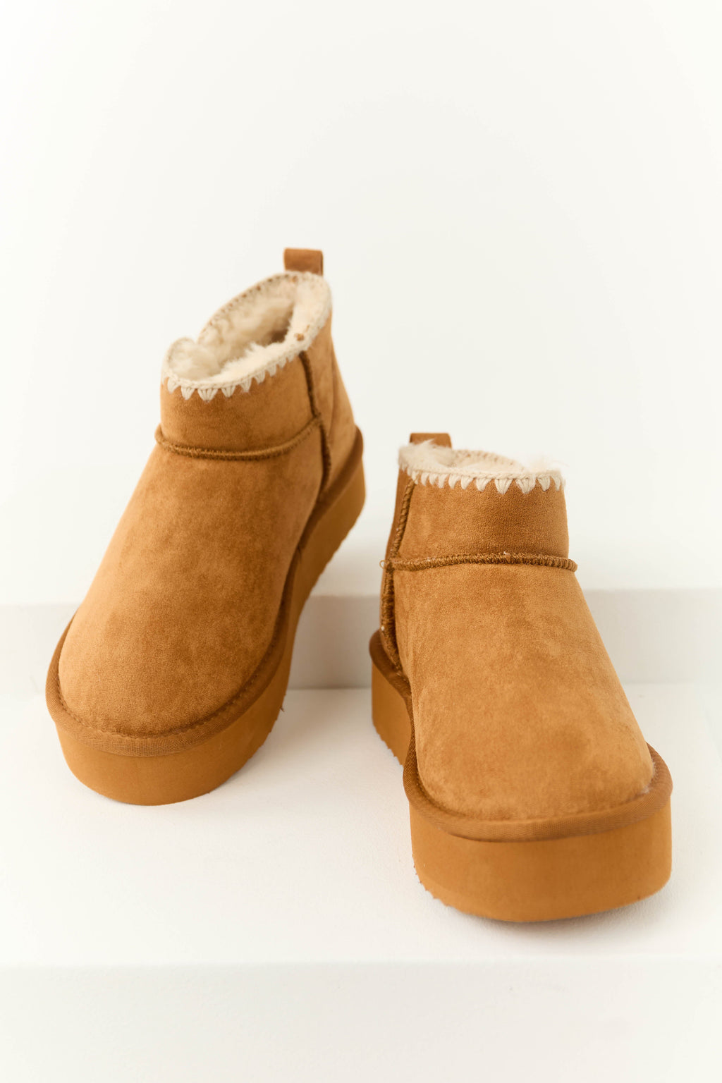 BrownSuede Platform Ankle Boots