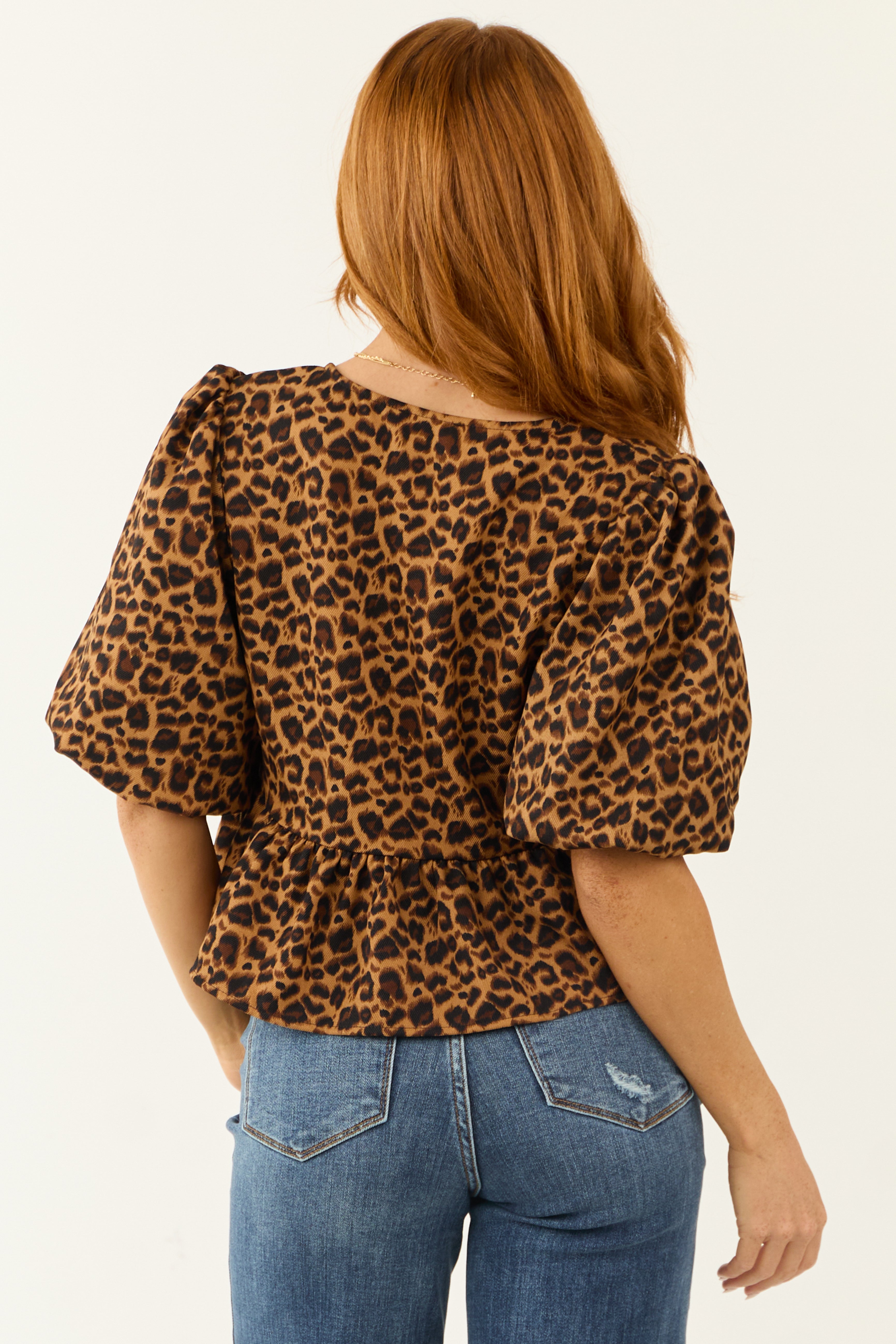 Leopard Tie Front Crop Top