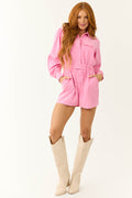 Button Down Long Sleeve Romper