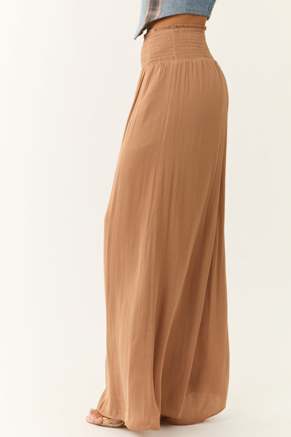 Brown Wide LegSmocked High Rise Pants