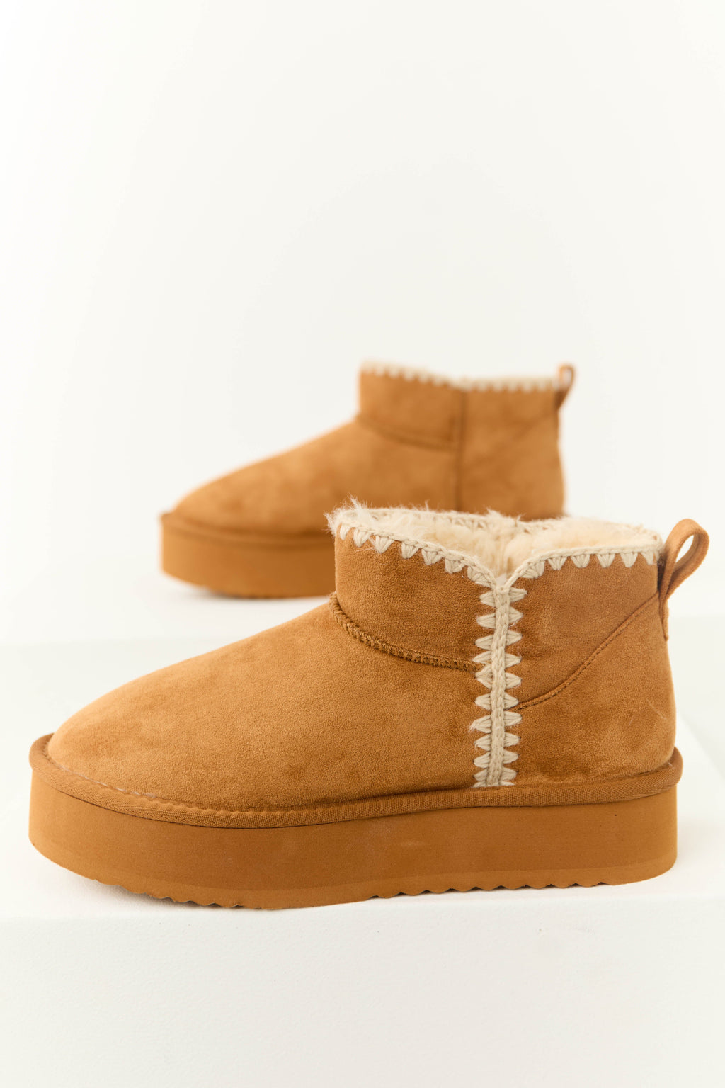 BrownSuede Platform Ankle Boots