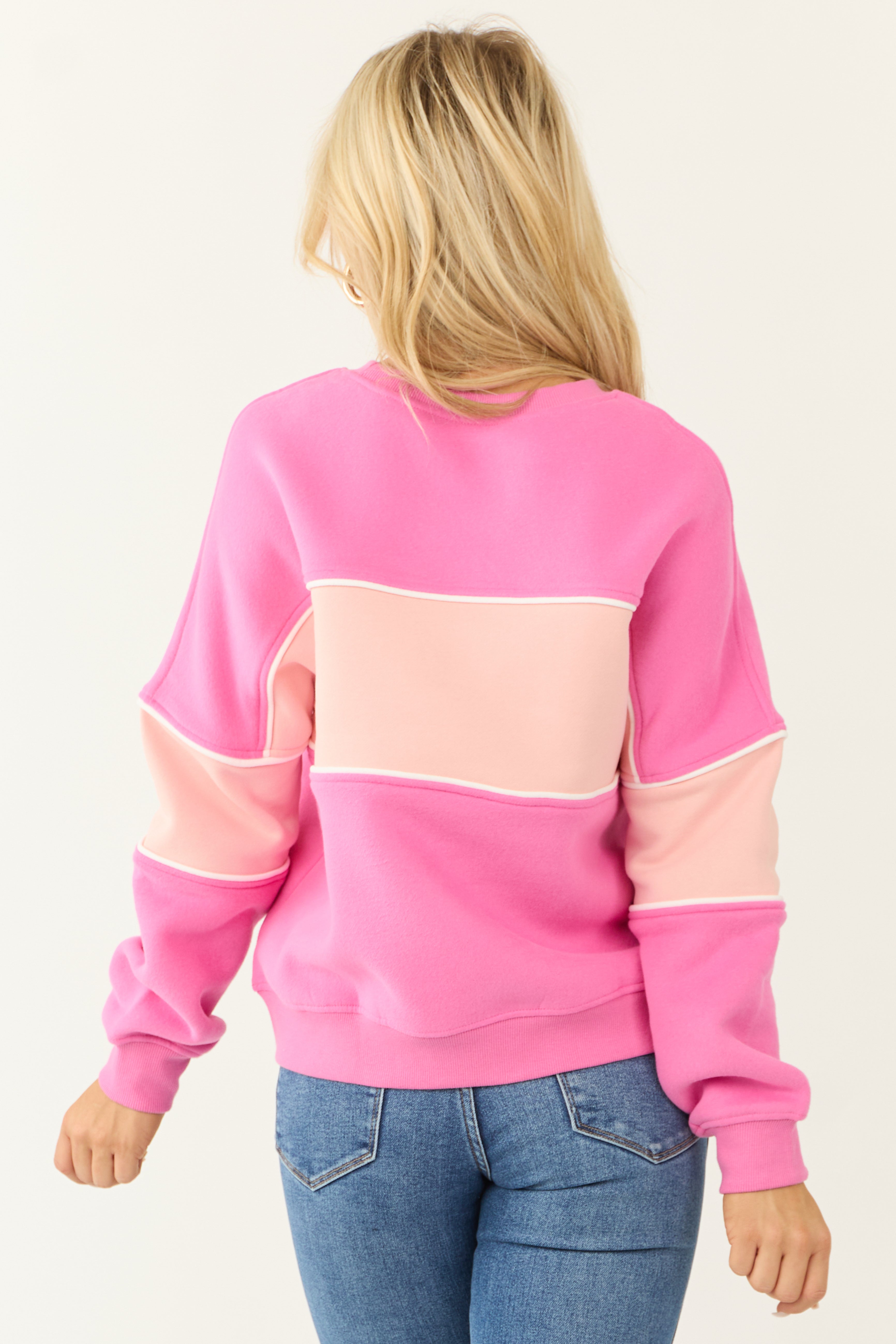 Pink and Tea Rose Colorblock Sweatshirt