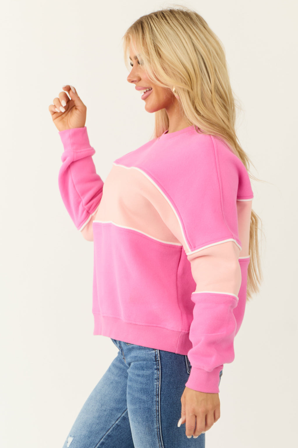 Pink and Tea Rose Colorblock Sweatshirt