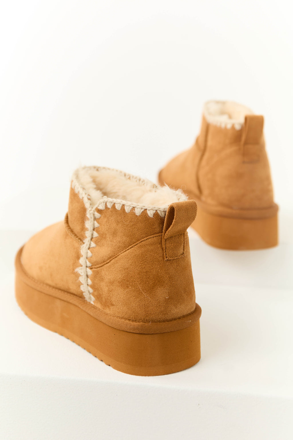 BrownSuede Platform Ankle Boots